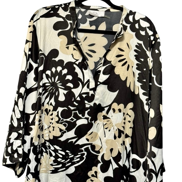 Natori New Women's Soleil Floral Printed Matte Satin Mandarin Caftan XL - Picture 3 of 11